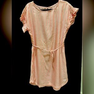 Candy stripe dress with belt. Size S
